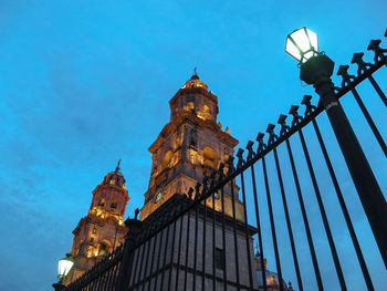 Low angle view of morelia cathedral against sky