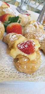 Close-up of strawberries on table