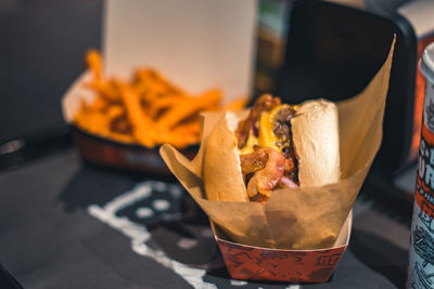 High angle view of food on table