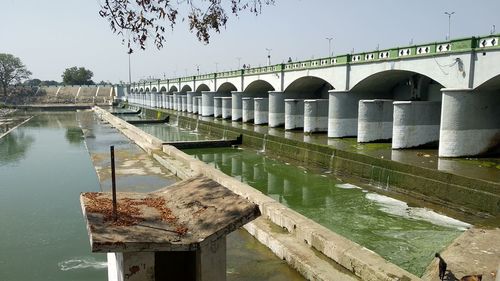 Bridge over river against clear sky