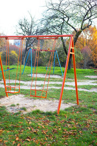 View of swing in park