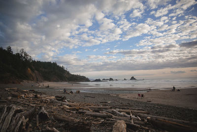 Scenic view of beach against sky