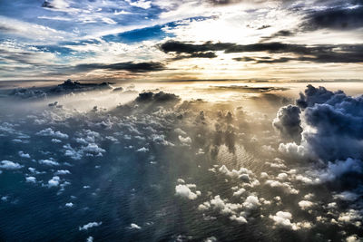 Scenic view of sea against dramatic sky