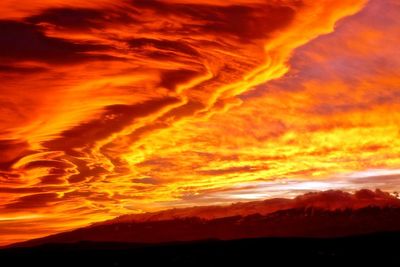 Scenic view of dramatic sky during sunset