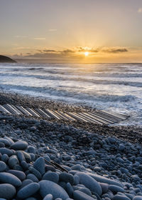 Scenic view of sea during sunset