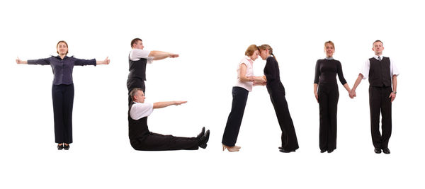 Group of people against white background