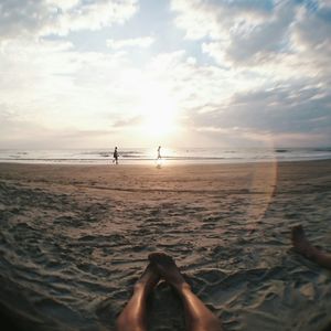 Scenic view of beach during sunset