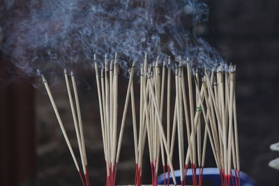 The incense burned to worship the buddha and the sacred.