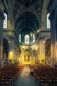 Interior of illuminated building