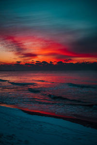 Scenic view of sea against sky during sunset