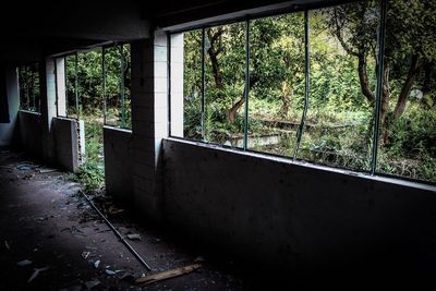 Abandoned building seen through window