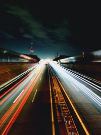 Light trails on highway at night