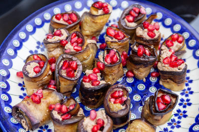 High angle view of food on table