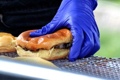 Close-up of person preparing food