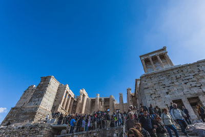 Athens greece - october 25 2018. tourists coming down from the acropolis hill