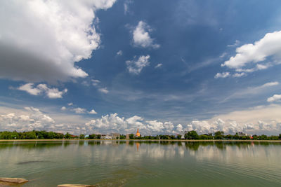 Scenic view of lake against sky