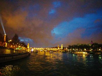 View of illuminated city at night