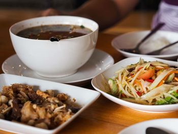 Close-up of food on table