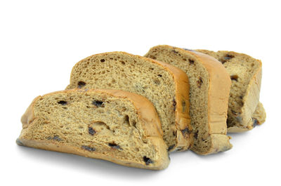 Close-up of bread against white background