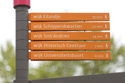 Low angle view of information sign