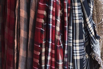 Full frame shot of fabric for sale in market