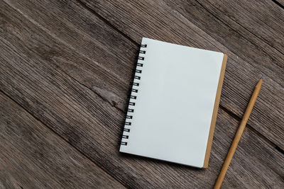 High angle view of books on table