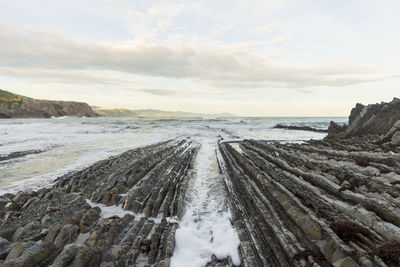 Panoramic view of sea against sky during winter