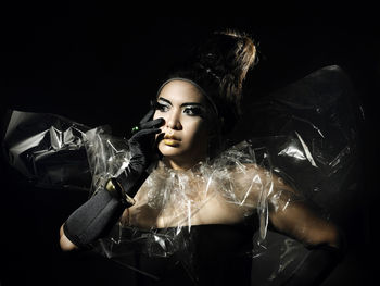 Studio shot of young woman