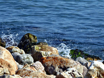 Scenic view of rocks in sea