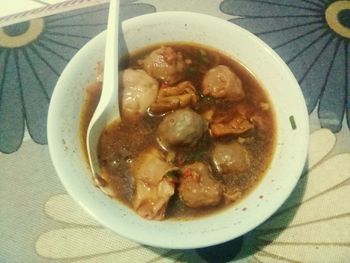 Close-up of soup in bowl