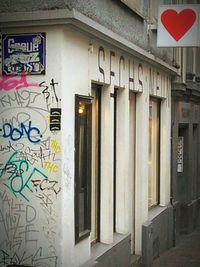 Closed door of building