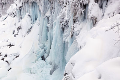 Frozen waterfalls on plitvice lakes np