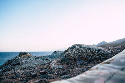 Scenic view of sea against clear sky