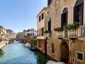Canal passing through city buildings