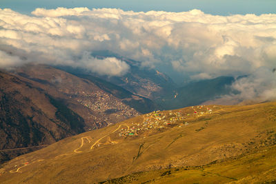 Aerial view of landscape against sky