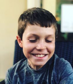 Close-up portrait of smiling boy