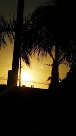 Low angle view of silhouette trees against sky at sunset