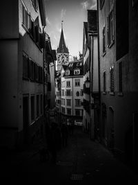 Narrow alley along buildings