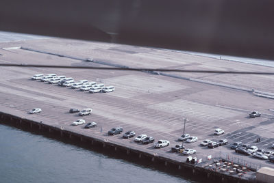 High angle view of cars moving on road