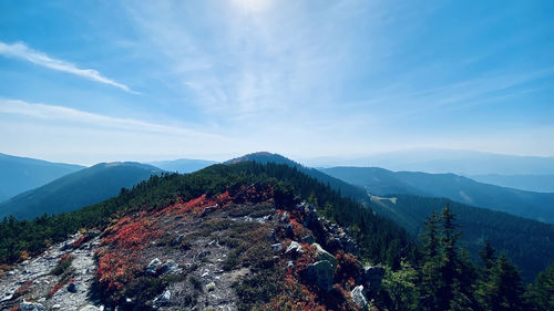 Scenic view of mountains against sky