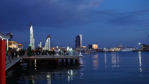 View of city at night