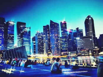City skyline at dusk