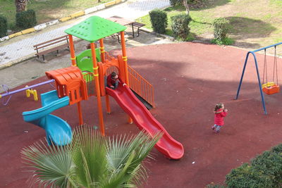 High angle view of playground