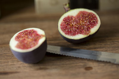 Close-up of fruits on cutting board