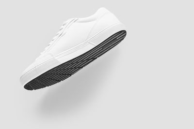 High angle view of shoes against white background