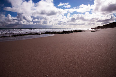 Scenic view of beach against sky