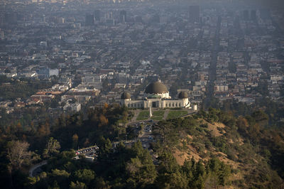 High angle view of buildings in city