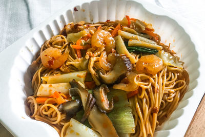 High angle view of meal served in plate