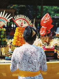 Rear view of a statue