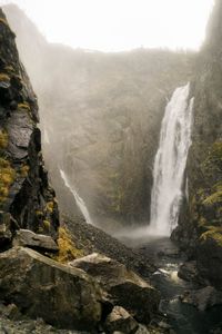 Scenic view of waterfall